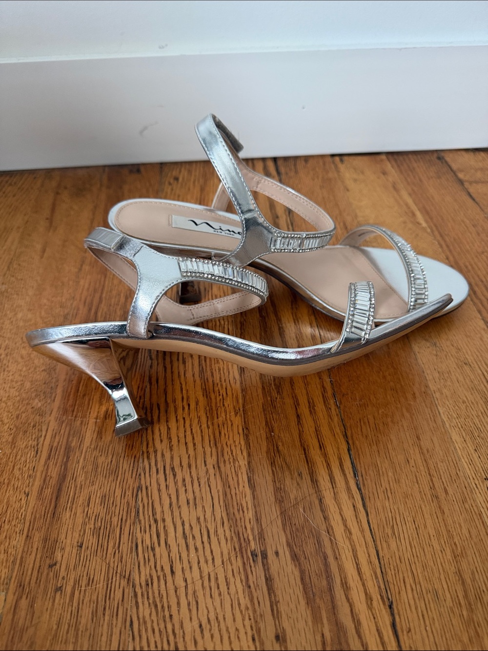 Nina Silver Crystal-Embellished Slingback Heels - Picture 3 of 7